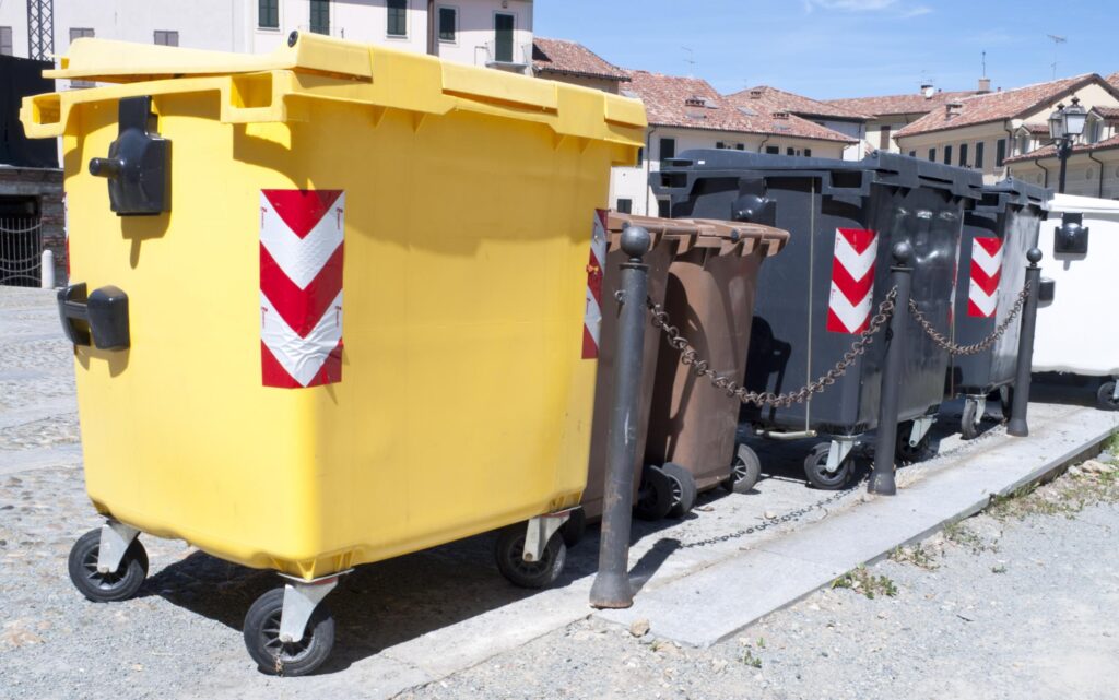 different colors and sizes of garbage container